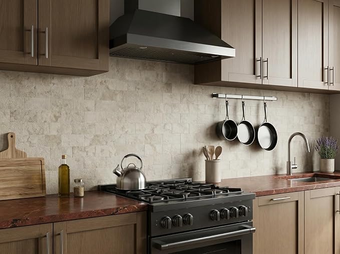 2026 New Upgrade Peel and Stick Backsplash Tile, Peel and Stick 11.34" X 11.57" Wall Tile for Kitchen, Bathroom, Fireplace, Laundry (Buff Stone, 10 Packs)
