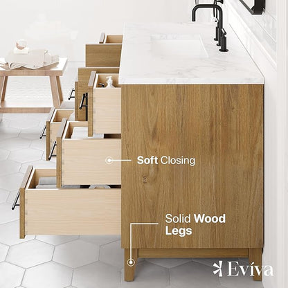 Graham 42 in. Oak Single Sink Bath Vanity with Arabescato Engineered Stone Top and Undermount Porcelain Sink