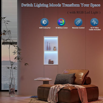 2-Tiers 12x24 Wall Niche with RGB LED Light Strips, White Shower Niche Cabinet, Stainless Steel Bathroom Shelf, NO Tile Needed Recessed Cubby Storage Organizer