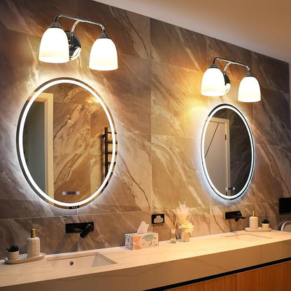 Chrome 2-Light Traditional Bathroom Vanity Light Fixtures Over Mirror, Modern Vanity Lights for Living Room, Standard E26 Base, Chrome