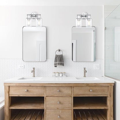2-Light Chrome Bathroom Vanity Light Fixture Over Mirror,Chrome Vanity Lights for Bathrooms,2 Bulb Bathroom Wall Light Over Sink