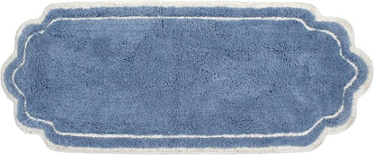Home Weavers Allure Collection 100% Cotton Tufted Bathroom Rug, Soft and Absorbent Bath Rugs, Non-Slip Bath Carpet, Machine Wash Dry Bath Mats for Bathroom Floor, 21"x54" Runner, Blue