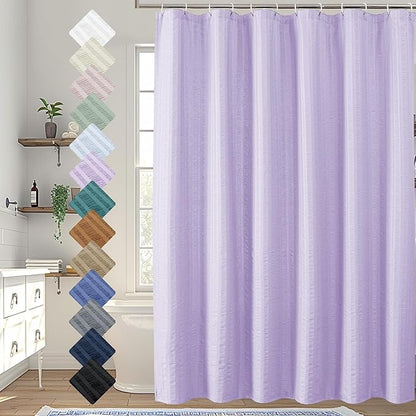Aiyufeng Light Purple Shower Curtain for Bathroom, Embossed Textured Fabric Shower Curtain for Bathroom - Soft Cloth & Hotel Spa, Machine Washable, 72X96,Light Purple