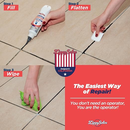 Tile Grout Repair Kit, Refresh Tile Grout Filler (8.8 oz, Black) | Restore & Renew Tile Joints, Fast-Drying Grout Sealer & Paint, Squeeze Tube for Bathroom, Shower & Kitchen Floors, Waterproof