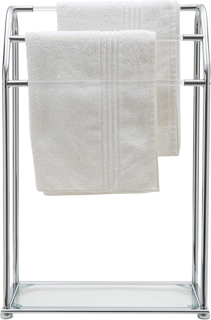 Organize It All 3 Bar Bathroom Towel Drying Rack & Holder with Shelf , Chrome, 62443W-1