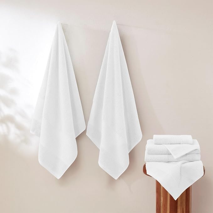 Modern Threads Air Cloud 18-Piece Towel Set - 100% Zero-Twist Cotton, 500 GSM, Quick Dry & Plush, White