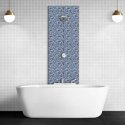 Mesh-Mounted Glass Mosaic Tile Backsplash, 12” x 12” Mixed Blue Wall Glass Backsplash Tile for Kitchen Bathroom Swimming Pool (8 Sheets, 8 sq.ft)