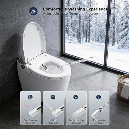 ‌VANCOCO Smart Toilets with Built-in Bidet,One-Piece Toilets with Toilet Bidet,Smart Toilets and Bidets with Night Light & Heated Seat,Warm Water Wash & Air Dryer