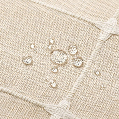 MitoVilla Cream Boho Extra Long Shower Curtain 72 x 84, Modern Farmhouse 84 inch XL Polyester Linen Texture Tassel Fabric Shower Curtain Set with Hooks for Cottagecore Country Bathroom Decor, Beige