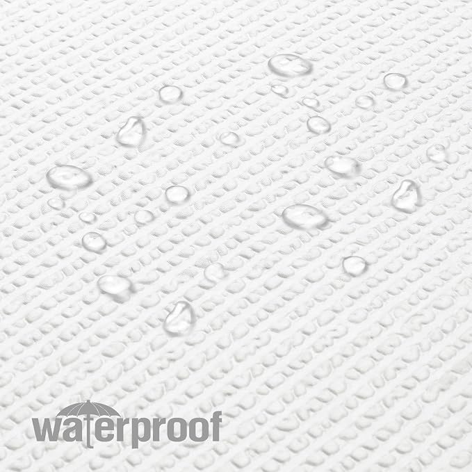 Berry Extra Long White Shower Curtain 96 Inch Long, 3D Embossed Texture Fabric Bathroom Shower Curtain, Large Hotel Bath Curtain with 12 Holes, Washable Cloth Shower Curtains, 72x96, White
