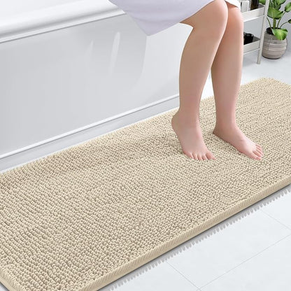 OLANLY Bathroom Runner Rugs 70x24, Extra Soft Absorbent Chenille Bath Rugs | Sand, Quick-Drying Rubber Backing, Machine Washable Long Bath Mat for Bathroom Floor, Tub and Shower, Home Decor Accessories