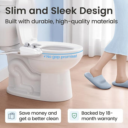 LUXE Bidet NEO 320 PLUS - Warm Water Bidet Attachment for Toilet, Chrome | Non-Electric, Warm Water, Dual Nozzle, Slide-In Install, 360° Self-Clean, EZ-Lift to Clean, Feminine & Rear Wash