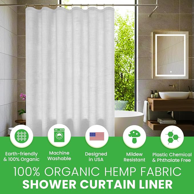 Bean Products White Hemp Bathtub Shower Curtain Liner - 70x74