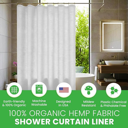 Bean Products White Hemp Bathtub Shower Curtain Liner - 70x74