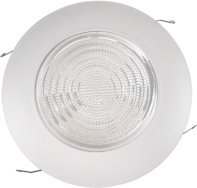 NICOR Lighting 6 inch White Recessed Shower Trim with Glass Fresnel Lens (17502)