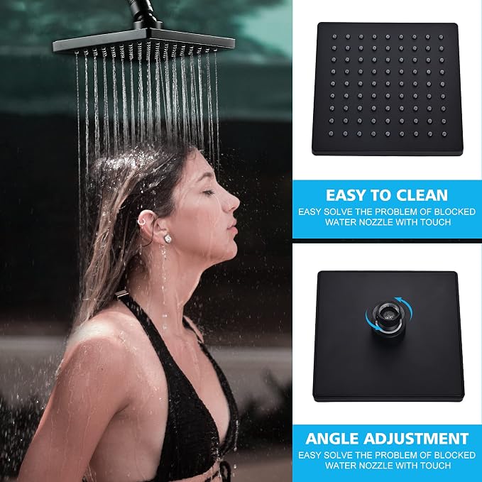 Shower Faucet Set with Valve,Tub and Shower Faucet Set with 6-Inch 3-Spray Shower Head and Tub Spout,Single Handle Shower Trim Kit Bathtub Shower System for Bathroom Shower Combo Set, Black