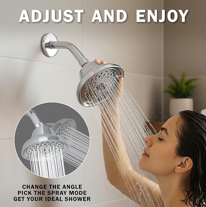 Aqua Elegante Massage Shower Head With Mist - 1.8 GPM - Polished Chrome | High Pressure Boosting, 6 Function Adjustable Massaging Rainfall Showerhead For Low Flow Baths With Water Saving Nozzles