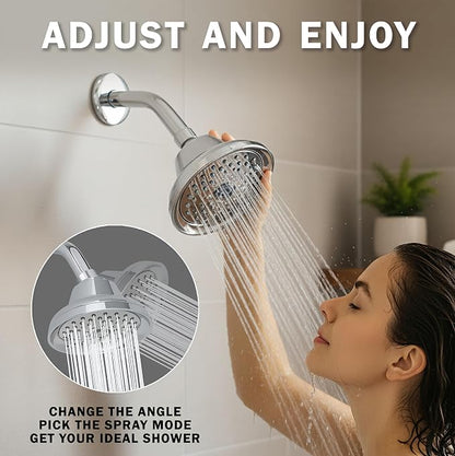 Aqua Elegante Massage Shower Head With Mist - 2.5 GPM - Polished Chrome | High Pressure Boosting, 6 Function Adjustable Massaging Rainfall Showerhead For Low Flow Baths With Water Saving Nozzles