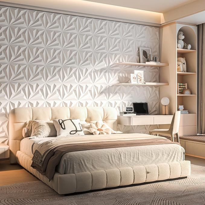 Art3d 20 Pack Decorative 3D Wall Panels, 19 Sq.feet PVC Interior Wall Décor, 11.8"x11.8", White