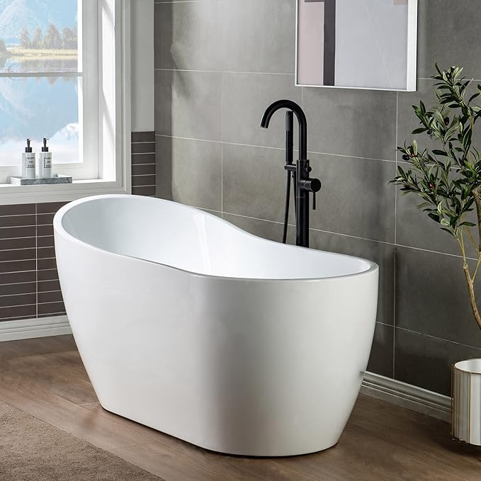 WOODBRIDGE Contemporary Single Handle Floor Mount Freestanding Tub Filler Faucet with Hand shower in Oil Rubbed Bronze Finish, F0010ORBRD