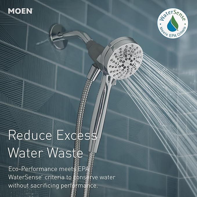 Moen Engage Magnetix Chrome 3.5-Inch Six-Function Detachable Handheld Showerhead with Magnetic Docking System, 26100