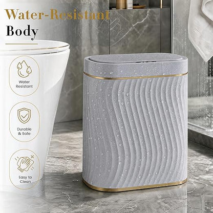 Ogikey Bathroom Small Trash Can with Automatic Touchless Lid, 2.6 Gallon Smart Garbage Can Narrow Waterproof Trash Bin for Bedroom, Office, Living Room