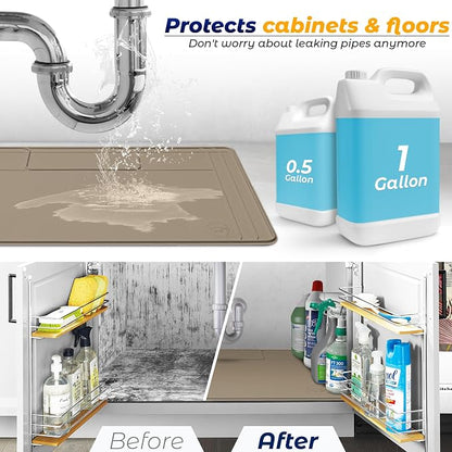 The Original Under Sink Mat - Silicone Waterproof mat, Trimmable, Easy to Clean, Kitchen cabinet liner, Under sink protector mats, Drip Tray with Lip - 34" x 22" or smaller