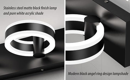 LED Bathroom Light Fixtures, 33inch Black Vanity Lights, Modern 4 Light Acrylic Wall Sconces, 350° Rotatable Wall Lighting Fixture Over Mirror