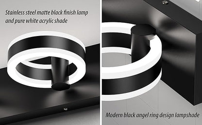 LED Bathroom Light Fixtures, 33inch Black Vanity Lights, Modern 4 Light Acrylic Wall Sconces, 350° Rotatable Wall Lighting Fixture Over Mirror