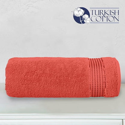 Elegant Comfort Premium Turkish Cotton 1 Piece Jumbo Bath Towel - 35 x 70 inch, Luxurious Hotel Spa Quality 100% Turkish Cotton Large Bath Towel - Highly Absorbent - Soft Bathroom Towel, Coral