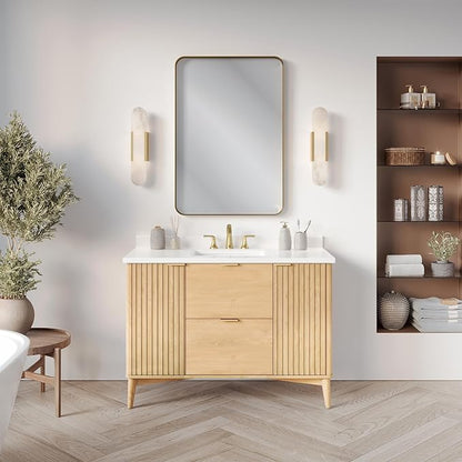 OVE Decors Indy 48 in. Undermount Single Sink Bathroom Vanity with White Engineered Marble Top, Rustic Ash