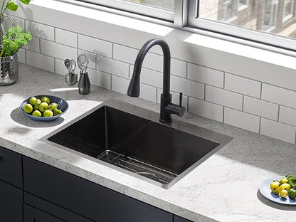 VCCUCINE 22x18 Inch Gunmetal Black Drop in Kitchen Sink,16 Gauge Topmount RV Small Kitchen Bar Sink,Stainless Steel Wet Bar Sink,Outdoor Single Bowl,Laundry Prep Sink