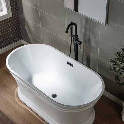 WOODBRIDGE Contemporary Single Handle Floor Mount Freestanding Tub Filler Faucet with Hand shower in Oil Rubbed Bronze Finish, F0010ORBRD
