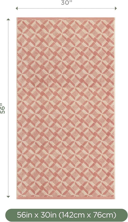 Martex Restore Geo Bath Towel – Soft, Absorbent, Moisture-Wicking and Quick to Dry – Lightweight for Everyday Use – Comfortable Feel with Convenient Loop for Hanging – 30" x 56" – Clay