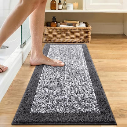Bathroom Rugs 48x17 Non Slip Washable, Grey Bath Mat for Bathroom Floor Tub, Soft Absorbent Quick Dry Mats for Shower, Bathtub,Home Decor