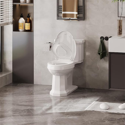Elongated Toilet Seat with Toddler Seat Built-In, American Standard, Slow Close Lid, Quick Release Hinges, Non-Slip Bumpers, Easy Install & Clean, Never Loosens Design