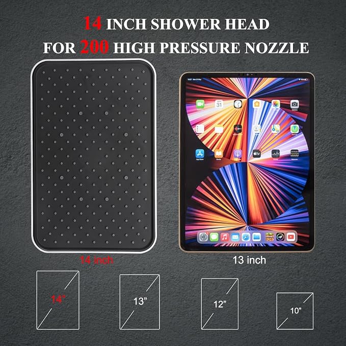 Rainfall Shower Head with Handheld, 14 Inch Rain Shower Head Combo,High Pressure Fixed Showerhead and 10 Spray Settings Handheld Shower Heads,Bathroom Accessories,Chrome