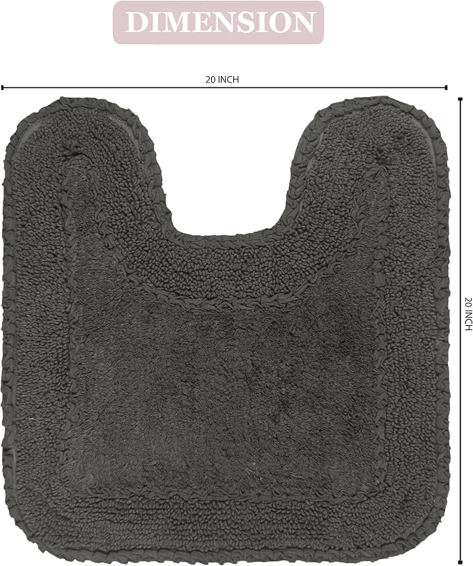 Home Weavers Radiant Collection 100% Cotton Bathroom Rugs Set, Washable Rug, Soft Cotton Extra Soft and Absorbent Bath Rug, Kitchen Mat, Bath Mat Set, Bath Floor Mat Non Slip, 20"x20" Contour, Gray