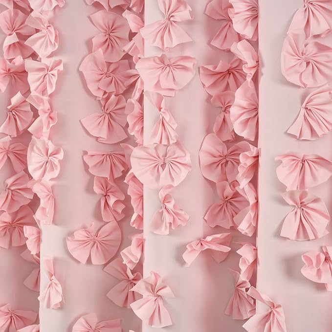 Lush Decor Riley Shower Curtain, 72" W x 72" L, Pink - Bathroom Curtain - Coquette Decor - Bow Shower Curtains - Cottage Core - Fabric Shower Curtains