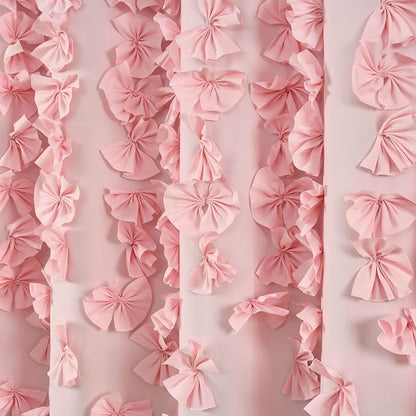 Lush Decor Riley Shower Curtain, 72" W x 72" L, Pink - Bathroom Curtain - Coquette Decor - Bow Shower Curtains - Cottage Core - Fabric Shower Curtains