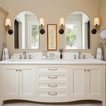 Arched Bathroom Vanity Mirror for Over Sink, 30”x20”, Silver | HD Tempered Glass, Anti-Rust Metal Frame, Hanging or Leaning, Wall Mirrors for Bathroom Sink, Bedroom, Living Room, Entryway
