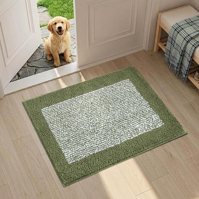 Bathroom Rugs 24x17 Non Slip Washable, Olive Green Bath Mat for Bathroom Floor Tub, Soft Absorbent Quick Dry Mats for Shower, Bathtub,Home Decor
