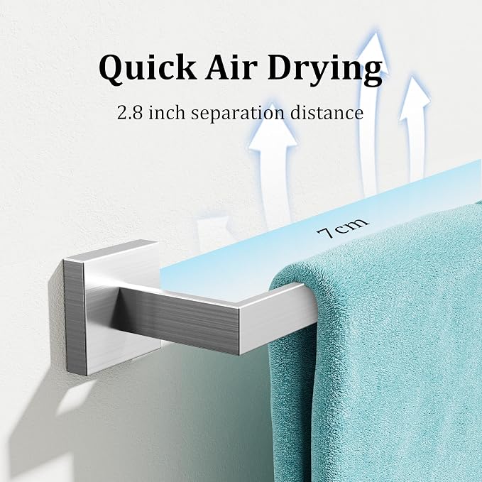 Alise Towel Bar Towel Racks for Bathroom Wall Mount 28 Inch,Brushed Nickel | SUS304 Stainless Steel Bathroom Towel Holder, Full Square Towel Rod Towel Hanger for Bathroom Lavatory Kitchen