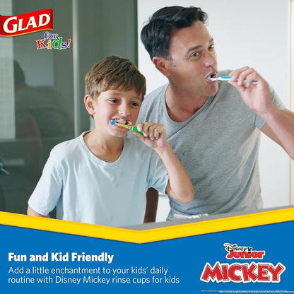 Glad for Kids Disney Mickey and Friends Mini Paper Cups, 3 Oz, 100 Ct, 6-Pk | Soak-proof bathroom rinse cups sized for little hands; colorful Mickey Mouse designs