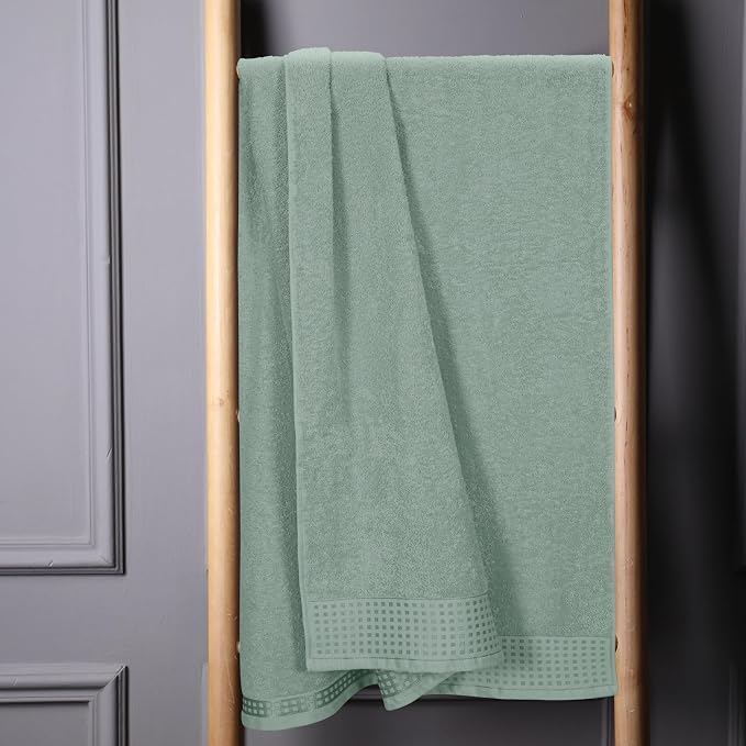 GLAMBURG 100% Cotton Oversized 2 Pack Bath Sheets 35x70, Ultra Soft Highly Absorbant Compact Quickdry & Lightweight Large Bath Sheet Set, Ideal for Gym Travel Camp Pool - Jade