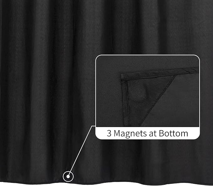 ALYVIA SPRING Extra Long Waterproof Fabric Shower Curtain Liner Black 72x84 | 3 Magnets, Soft Cloth & Hotel Quality, Machine Washable, Light-Weight, Extra Long Size