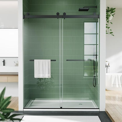 Glass Sliding Shower Doors 48 Inches,44-48" W x 74" H Frameless Double Sliding Shower Glass Door with 6mm Tempered Glass and Stainless Steel Track for Bathroom Renovation