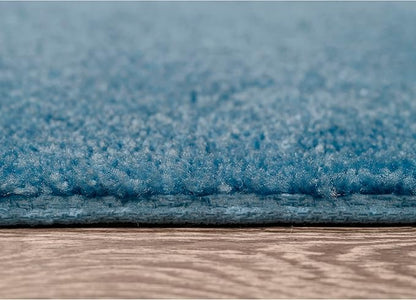 Garland Rug Traditional Nylon Washable Basin Blue 3 Bath Rugs (17" X 24", 21" X 34", 21" X 34") - Soft, Absorbent, and Stylish for Your Bathroom