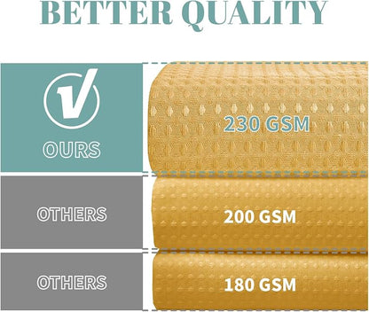 eachope No Hook Waffle Shower Curtain with Snap-in Liner, 71x77 Inch, Gold | 230 GSM waffle weave fabric, waterproof liner set with 2 bottom magnets, mesh top window, washable, for bathroom or hotel use