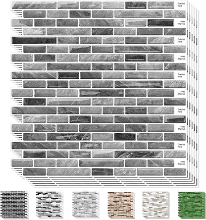 URCOLOR 10-Sheet Peel and Stick Backsplash Tile for Kitchen - 12”×12” Stick on Wall Tile for Bathroom, Dark Grey